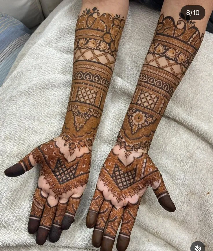 Intricate bridal hands mehandi design 1