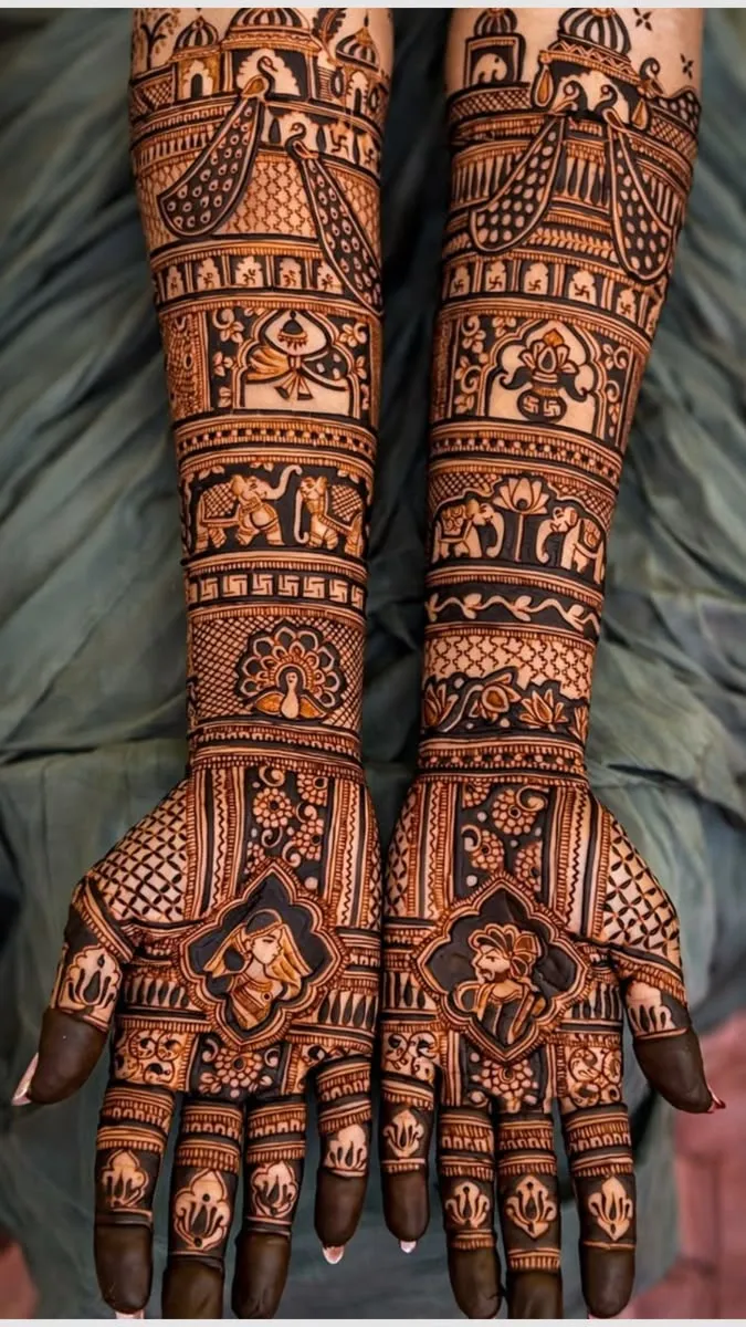 Intricate bridal hands mehandi design 10