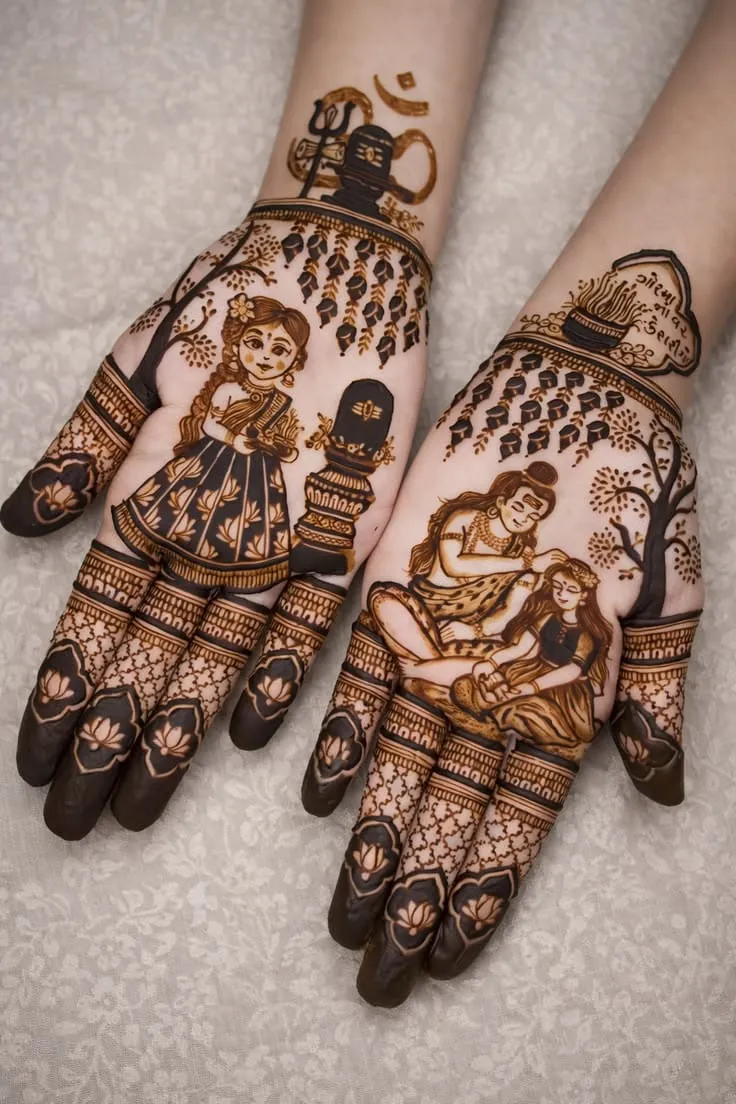 Intricate bridal hands mehandi design 12