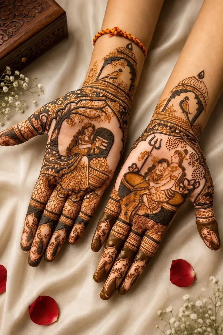 Intricate bridal hands mehandi design 15