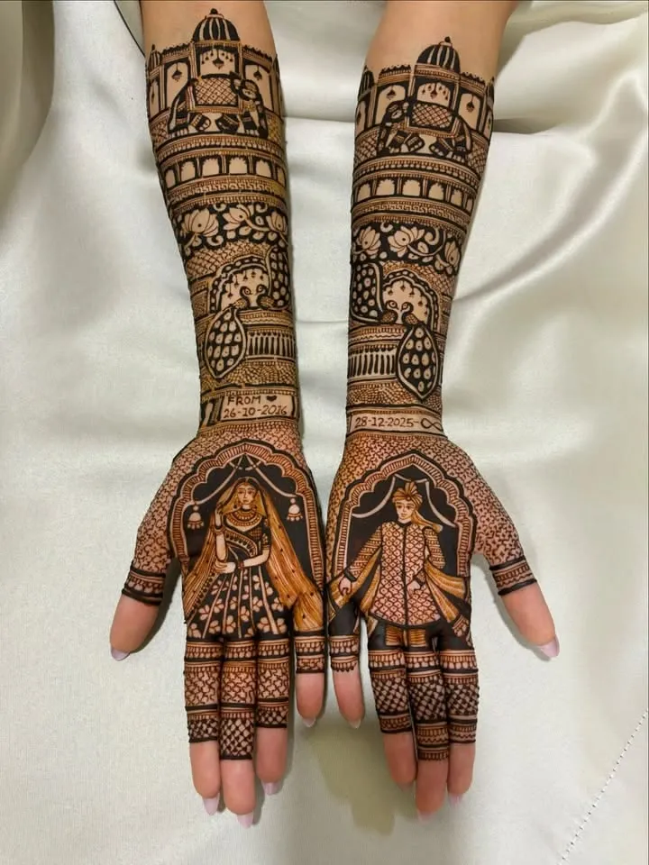 Intricate bridal hands mehandi design 2