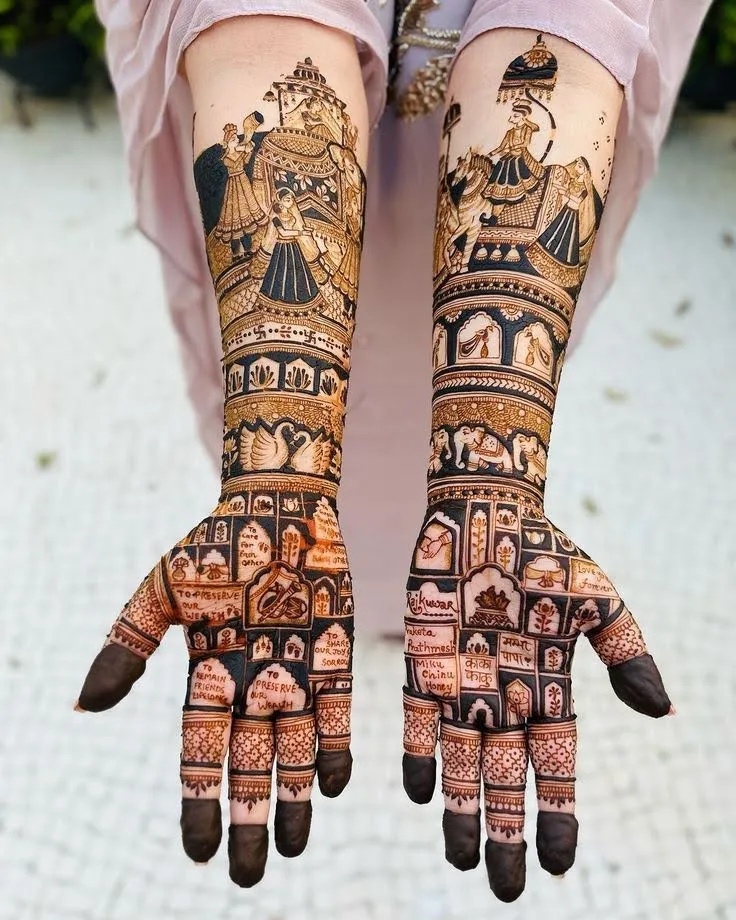 Intricate bridal hands mehandi design 20