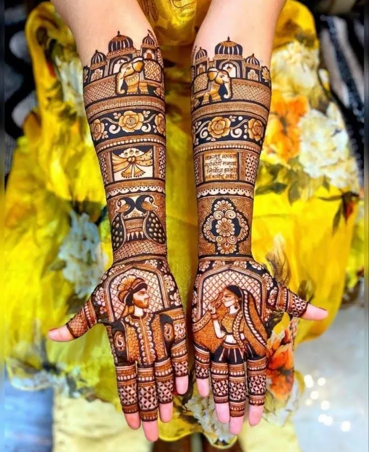 Intricate bridal hands mehandi design 21