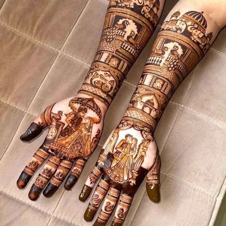 Intricate bridal hands mehandi design 3