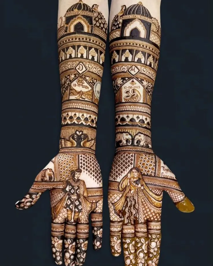 Intricate bridal hands mehandi design 4