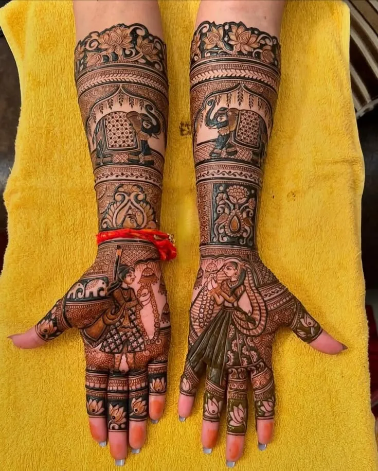 Intricate bridal hands mehandi design 6