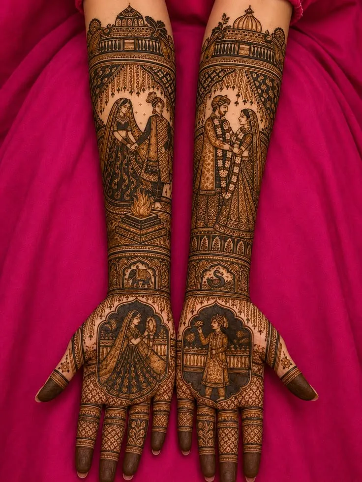 Intricate bridal hands mehandi design 8