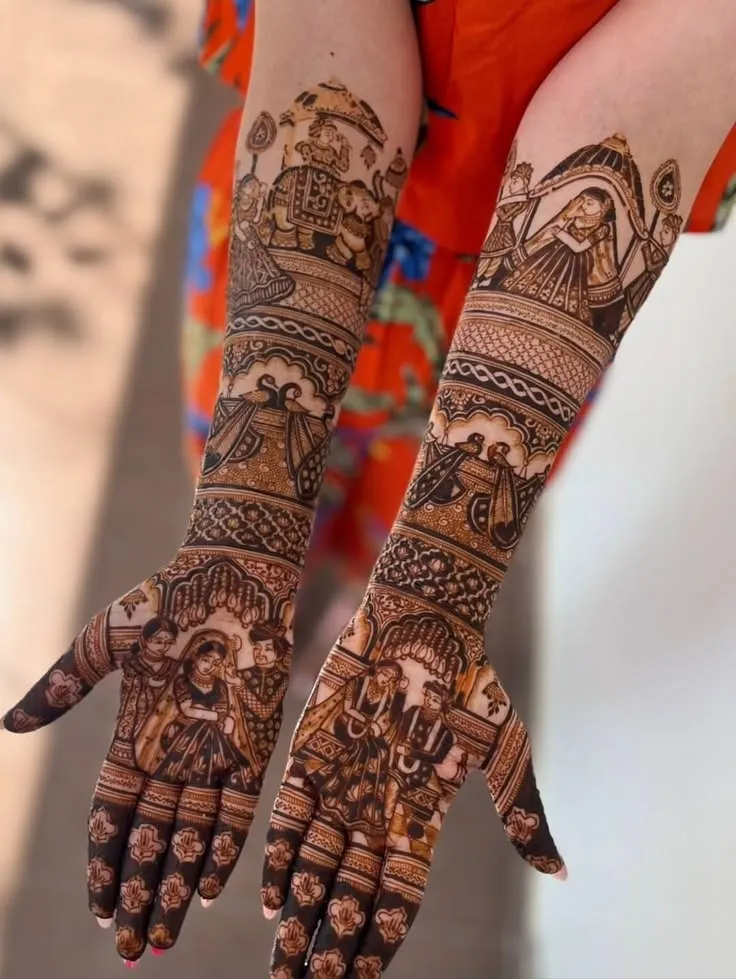 Intricate bridal hands mehandi design 9