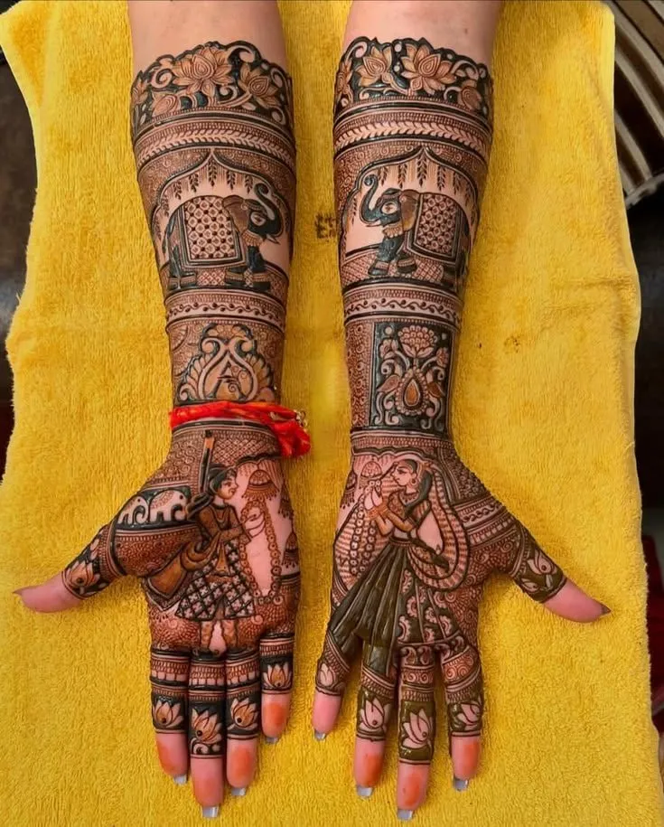 Intricate bridal hands mehandi design 6